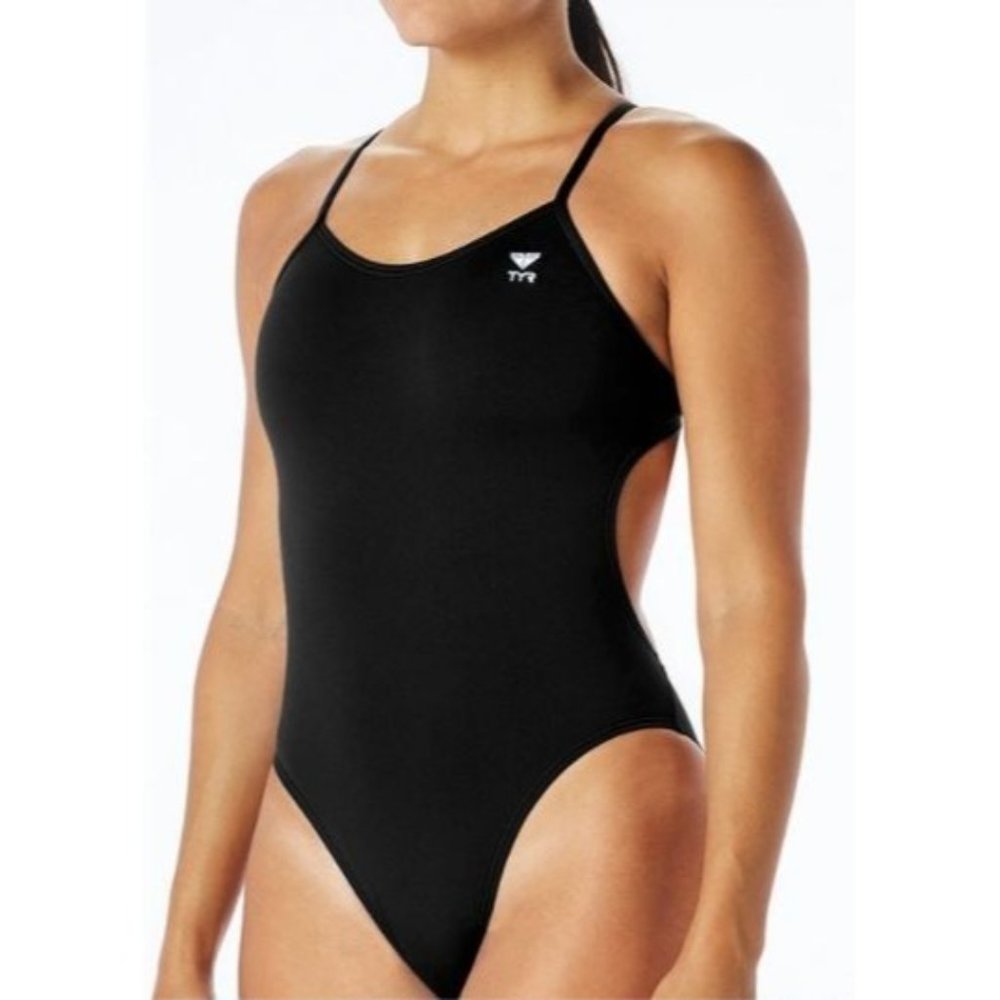TYR Durafast One Solids Cutoutfit One Piece Swimsuit Womens 32 Black New
